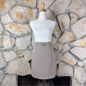 Ralph Lauren Black Label Wool Pencil Skirt with Suede Belt Putty | 6